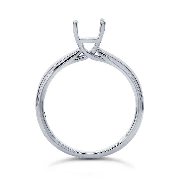 Platinum Emerald-Cut Engagement Ring Mounting