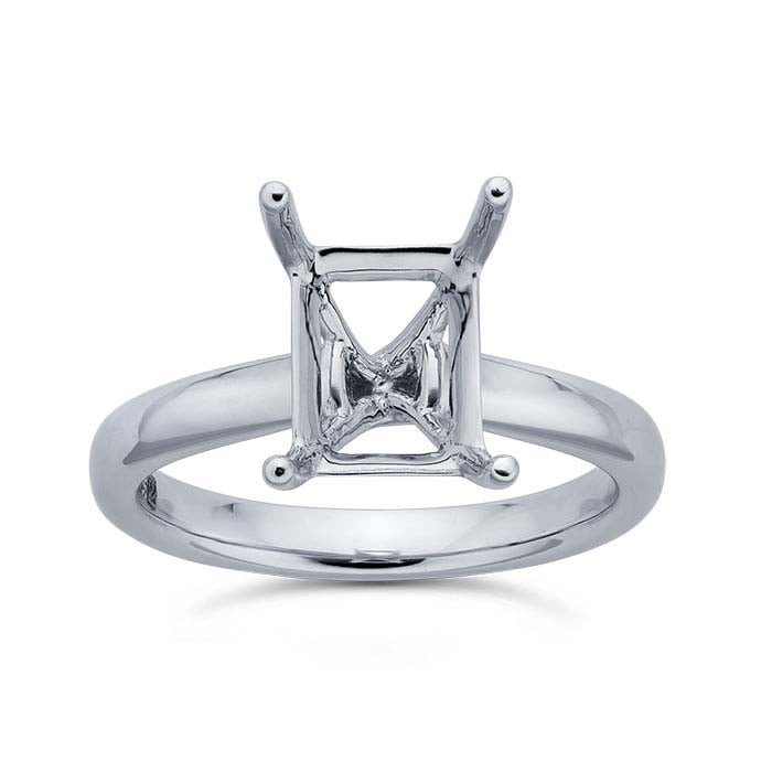 Platinum Emerald-Cut Engagement Ring Mounting