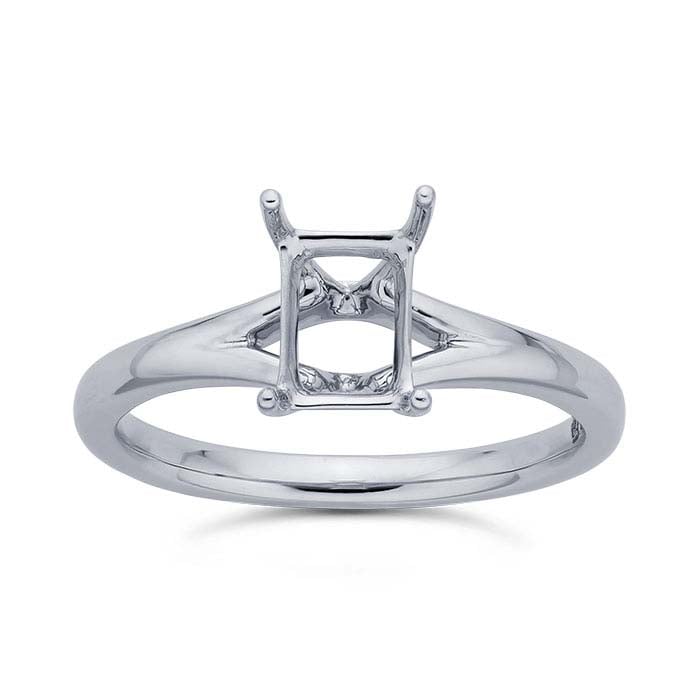 Platinum Emerald-Cut Engagement Ring Mounting