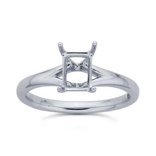 Platinum Emerald-Cut Engagement Ring Mounting