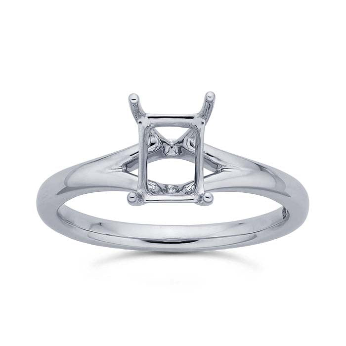 Platinum Emerald-Cut Engagement Ring Mounting