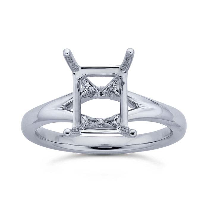 Platinum Emerald-Cut Engagement Ring Mounting