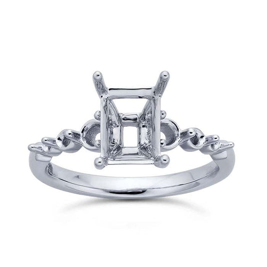 Platinum Emerald-Cut Engagement Ring Mounting