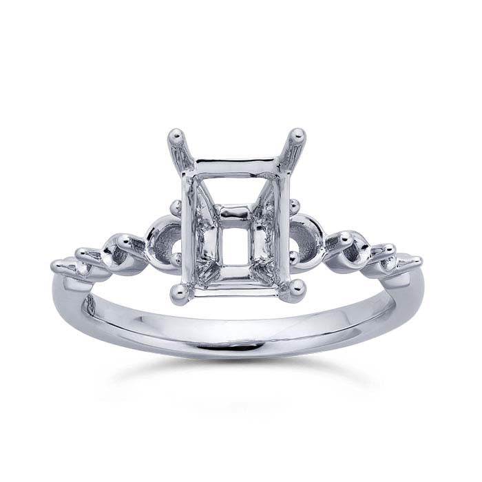 Platinum Emerald-Cut Engagement Ring Mounting