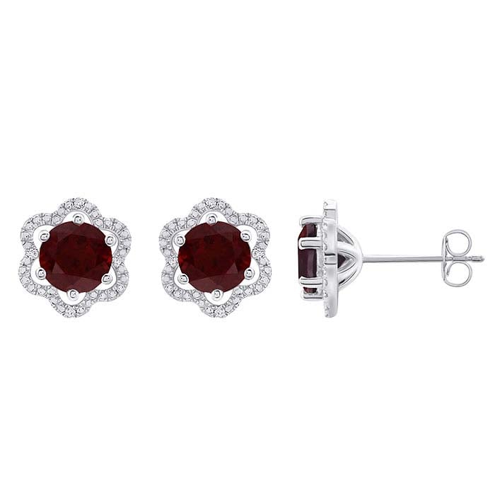 Gemstone-  & Lab-Grown Diamond-Set Post Earrings