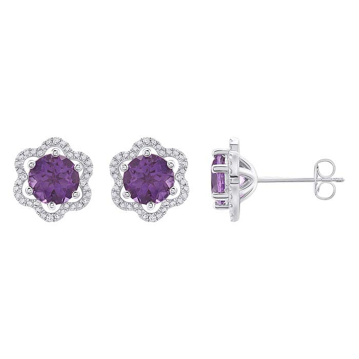Gemstone-  & Lab-Grown Diamond-Set Post Earrings