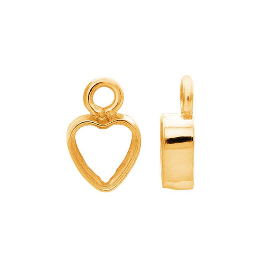 14/20 Yellow Gold-Filled 3mm Heart Bezel Charm Mounting