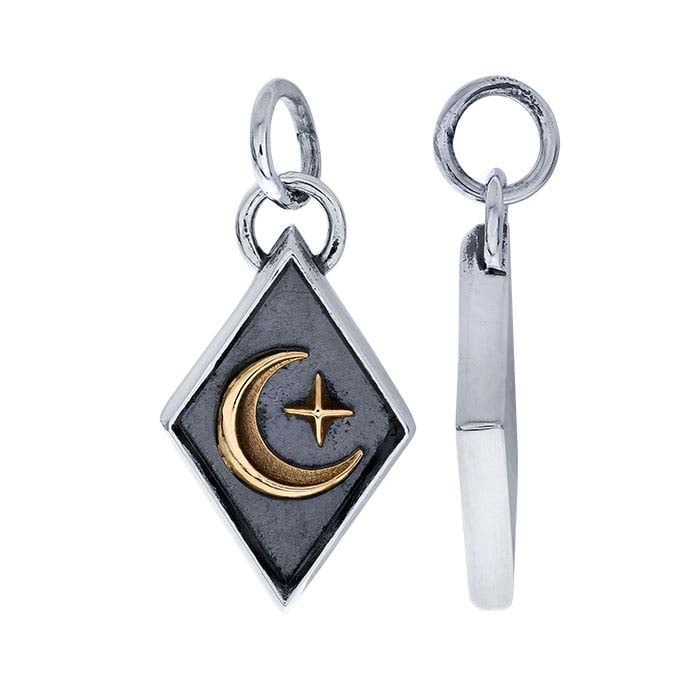 Sterling Silver Star & Moon Shadow Box Pendant