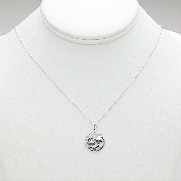 Sterling Silver Mushroom and Snail Necklace