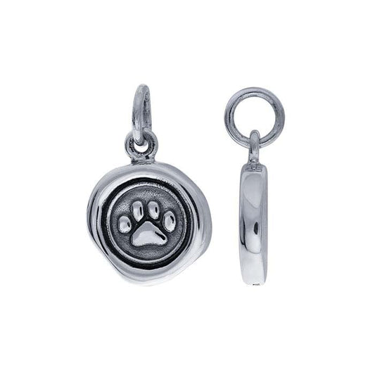 Sterling Silver Paw Print Wax Seal Pendant