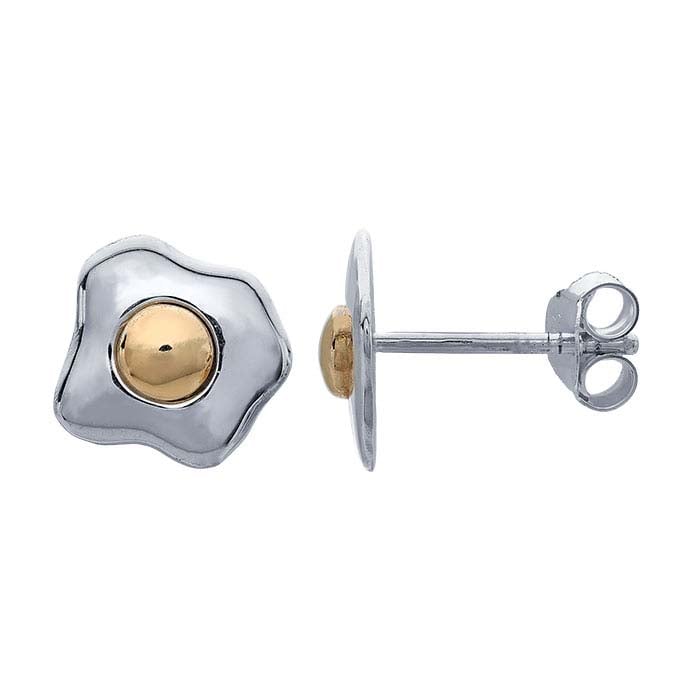 Sterling Silver Egg Post Earring with Bronze Yolk