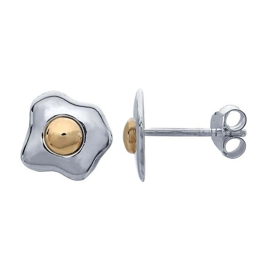Sterling Silver Egg Post Earring with Bronze Yolk