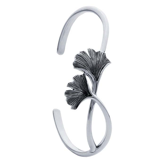 Sterling Silver Ginko Leaves Cuff Bracelet