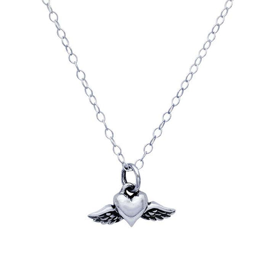Sterling Silver Mini Flying Heart Necklace