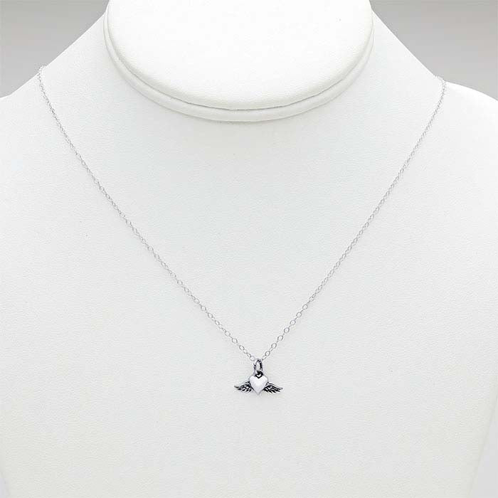 Sterling Silver Mini Flying Heart Necklace