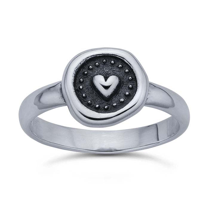 Sterling Silver Wax Seal Heart Ring