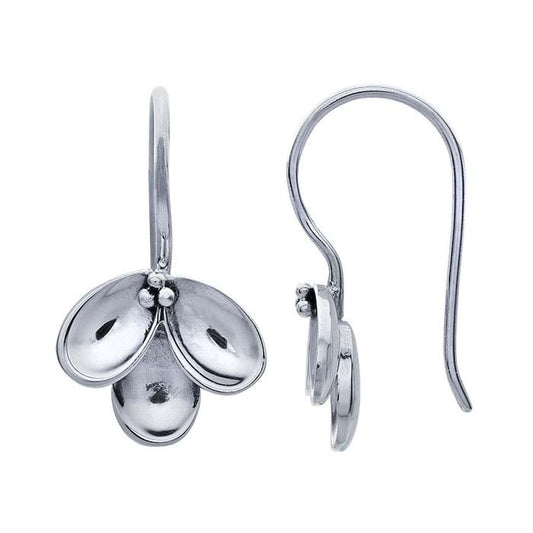 Sterling Silver Triple Cupped Petal Lever-Back Earring