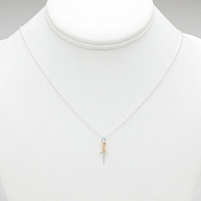 Sterling Silver Mini Dagger with Bronze Handle Necklace