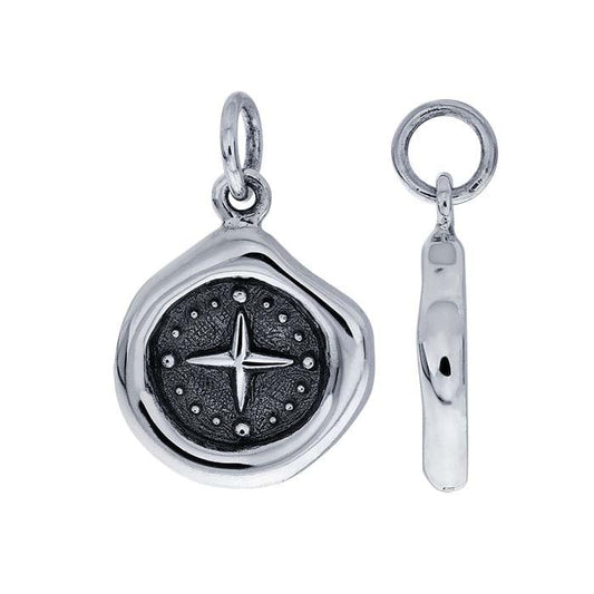 Sterling Silver Compass Wax Seal Charm