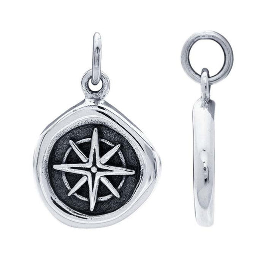 Sterling Silver Compass Wax Seal Charm