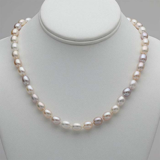 Natural 7.5–8mm Oval Pearl Necklace
