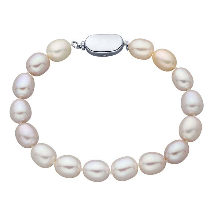 Bracelet en perles ovales naturelles 7,5–8 mm