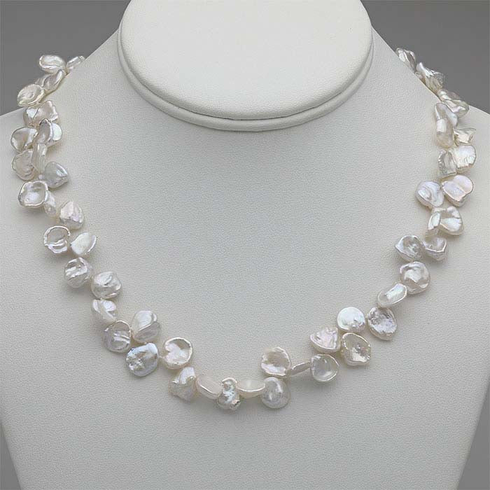 Natural 6mm White Long-Drilled Keshi Pearl Necklace