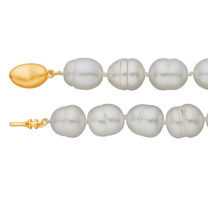 Cultured 10– Ringed Barrel Pearl Necklace