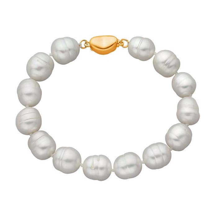 Cultured 10– Ringed Barrel Pearl Bracelet