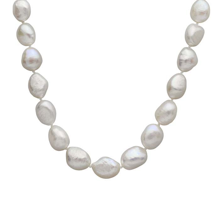 Cultured 10mm White Baroque Pearl Necklace