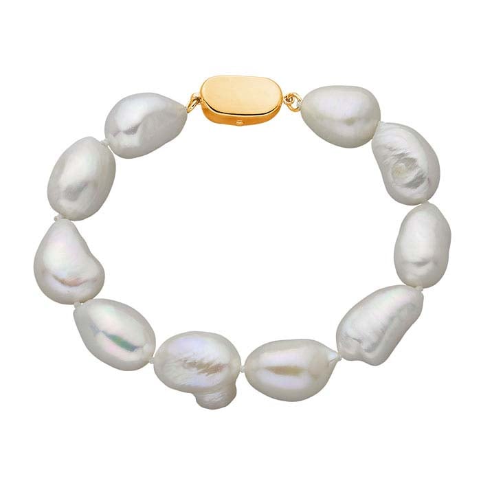 Cultured 10mm White Baroque Pearl Bracelet