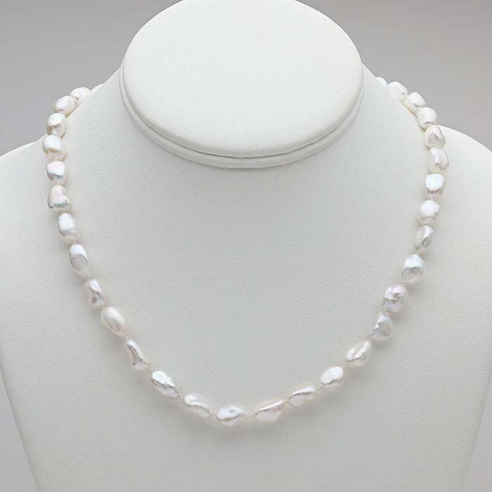 प्राकृतिक 8–9 मिमी सफेद केशी मोती हार