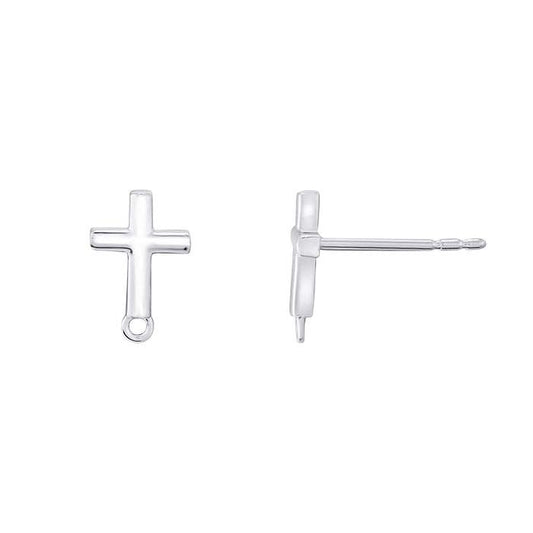 Sterling Silver Cross Post Earring with Ring