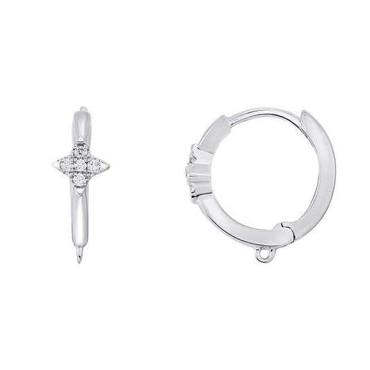 Sterling Silver CZ-Set Star Huggie Hoop earring with Ring