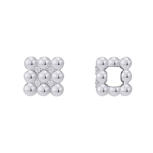 Sterling Silver CZ-Set Beaded Cube Component