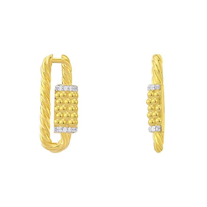 Sterling Silver Yellow Gold Plated CZ-Set Carabiner Component