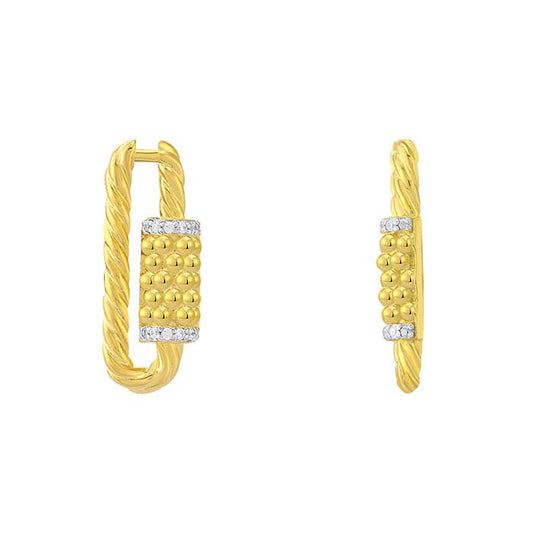 Sterling Silver Yellow Gold Plated CZ-Set Carabiner Component