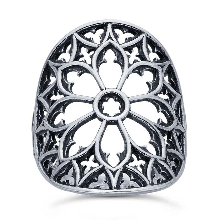 Sterling Silver Cathedral Rose Window Ring