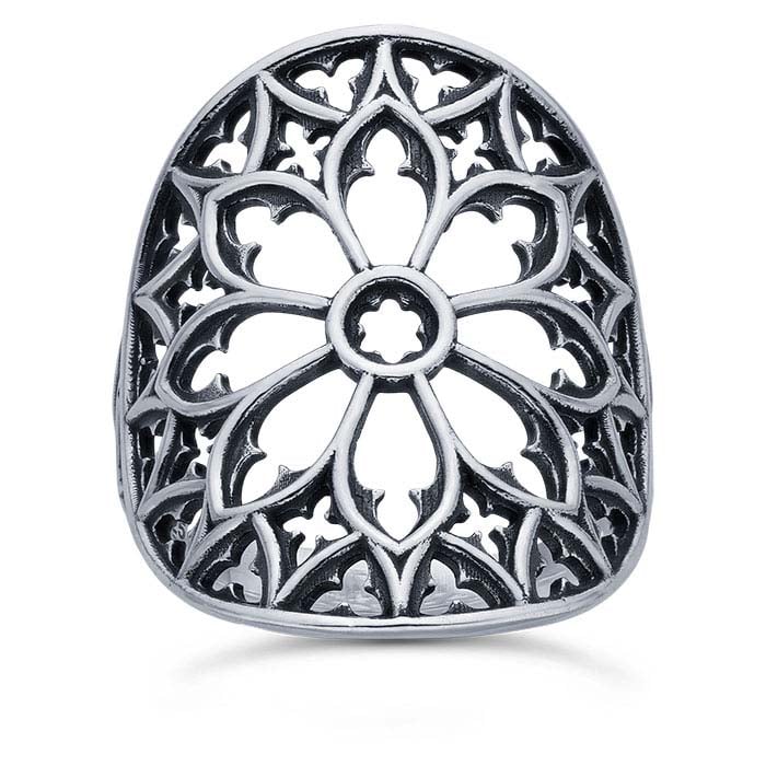 Sterling Silver Cathedral Rose Window Ring