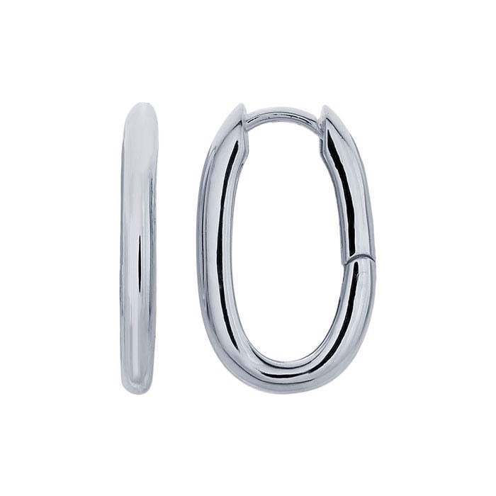 Sterling Silver Oval Huggie Hoop Earrings