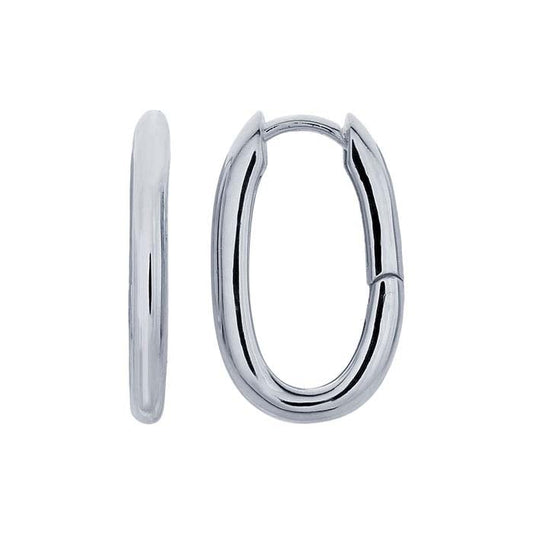 Sterling Silver Oval Huggie Hoop Earrings