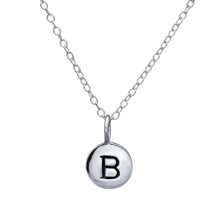Sterling Silver Alphabet Necklace, Adjustable