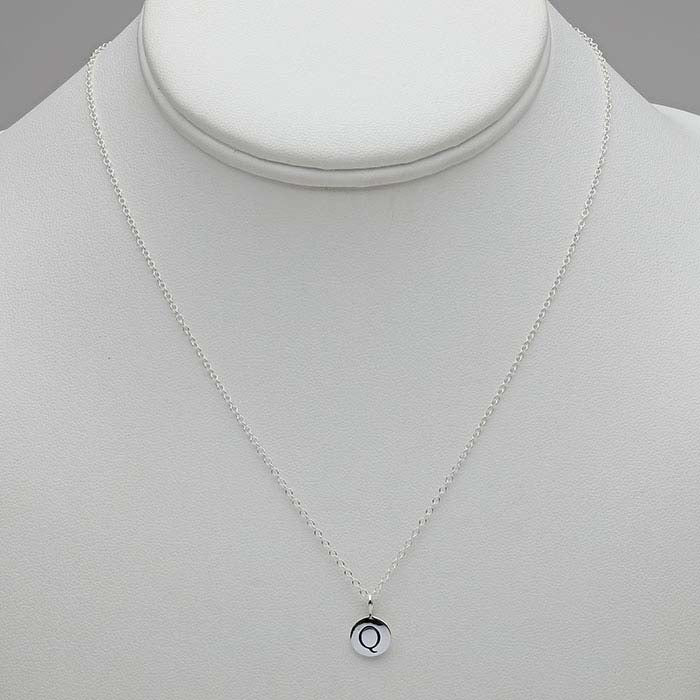 Sterling Silver Alphabet Necklace, Adjustable