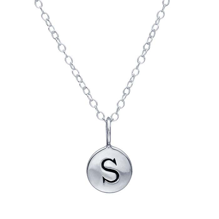 Sterling Silver Alphabet Necklace, Adjustable