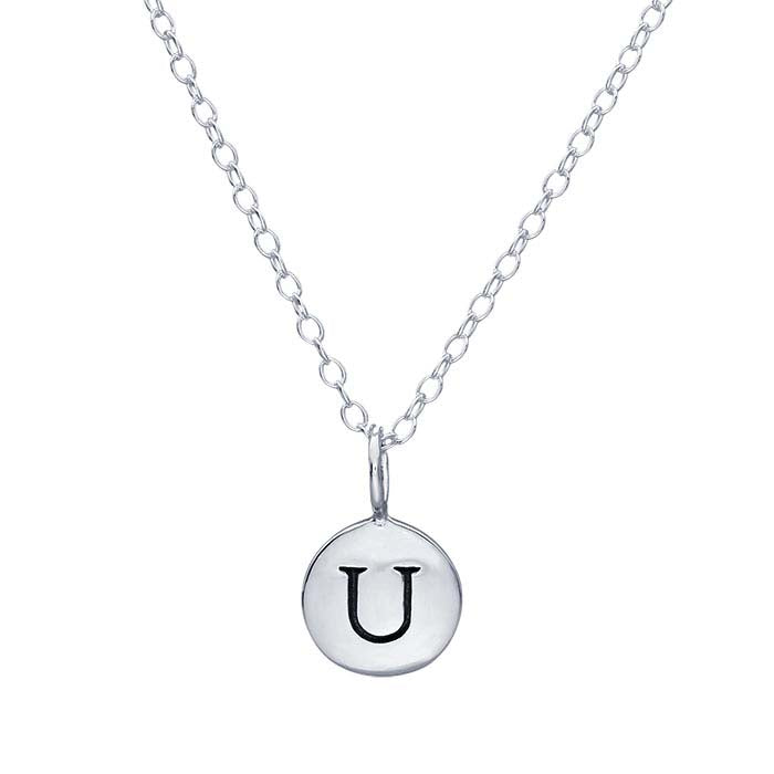 Sterling Silver Alphabet Necklace, Adjustable