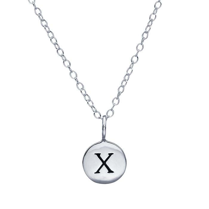 Sterling Silver Alphabet Necklace, Adjustable