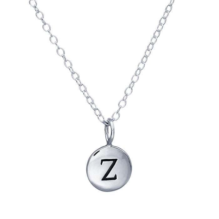 Sterling Silver Alphabet Necklace, Adjustable