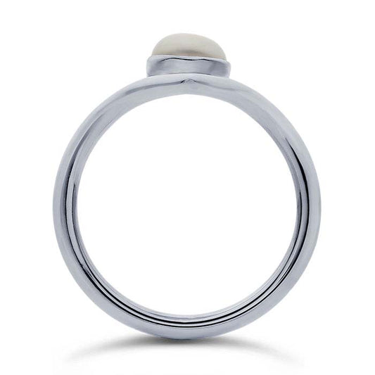 Sterling Silver Pearl-Set Chevron Ring