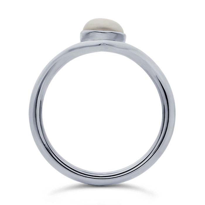 Sterling Silver Pearl-Set Chevron Ring