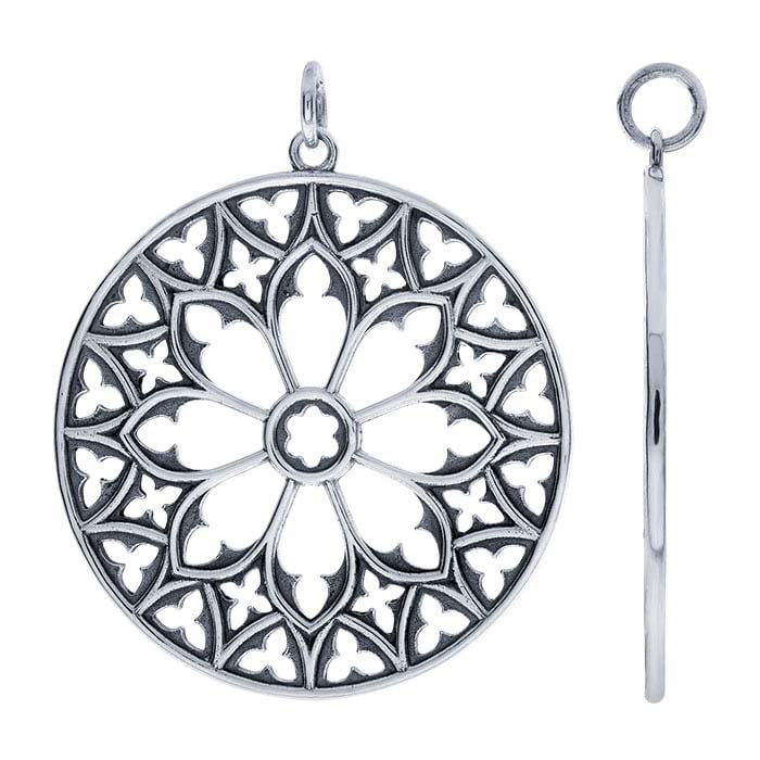 Sterling Silver Cathedral Rose Window Pendant